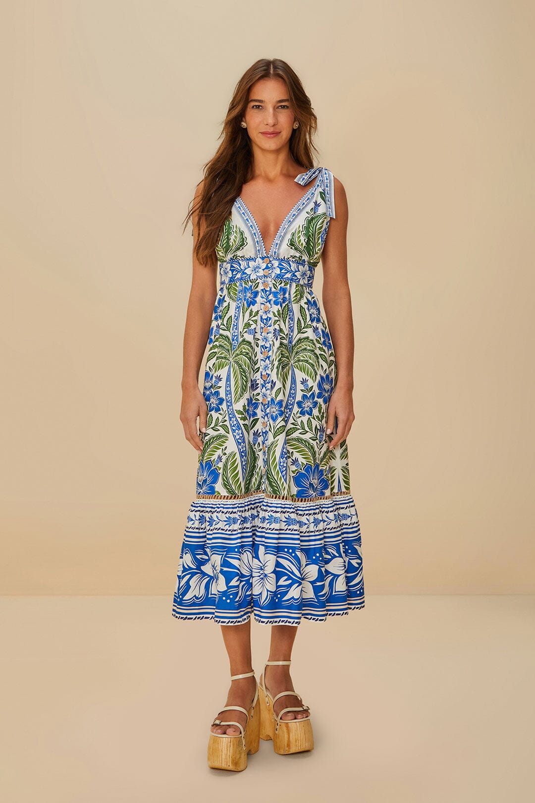 Isabelle Scallop Linen Maxi Dress