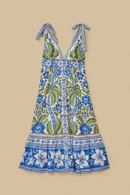 Isabelle Scallop Linen Maxi Dress