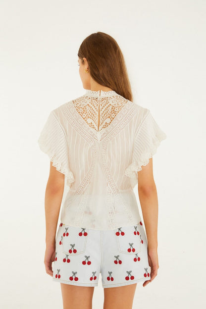 Isabelle Scallop Linen Maxi Dress