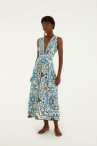 Isabelle Scallop Linen Maxi Dress