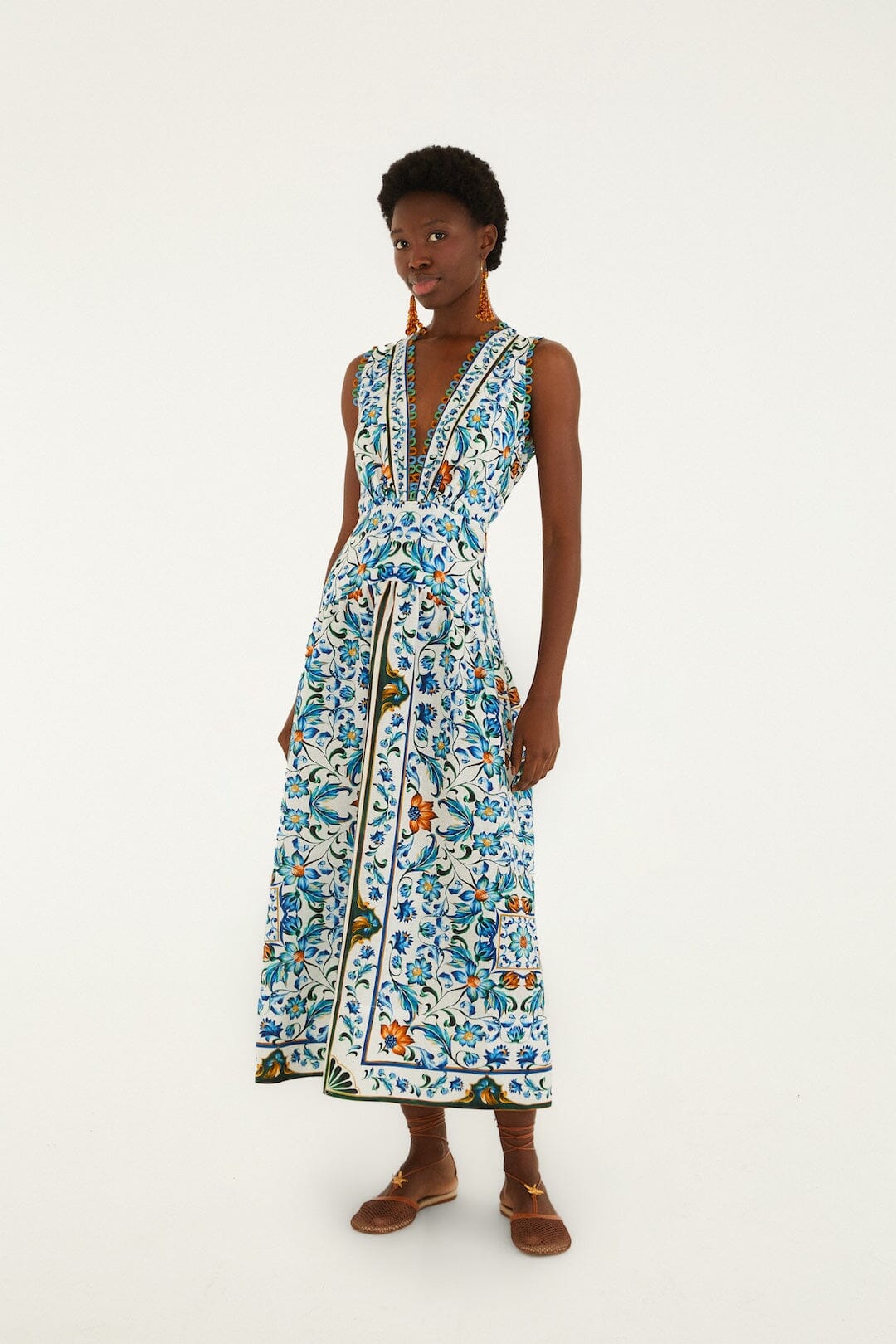 Isabelle Scallop Linen Maxi Dress