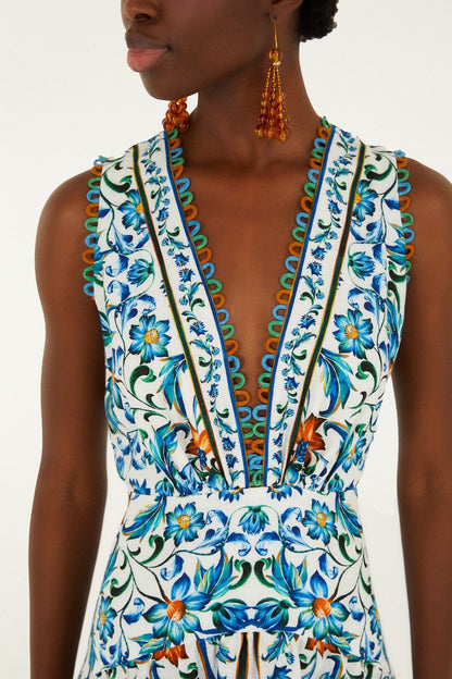 Isabelle Scallop Linen Maxi Dress