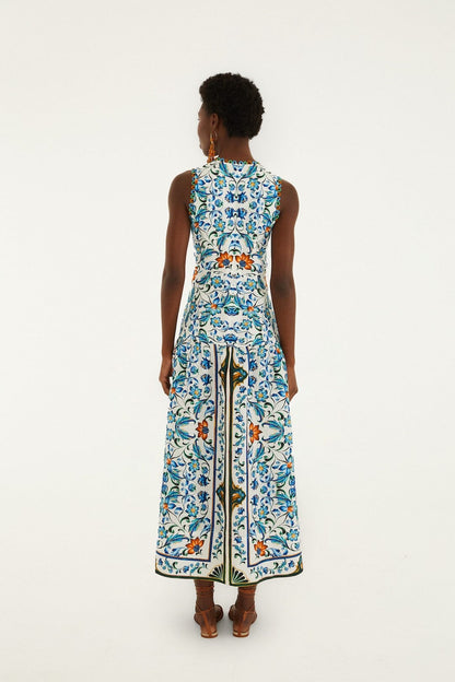 Isabelle Scallop Linen Maxi Dress