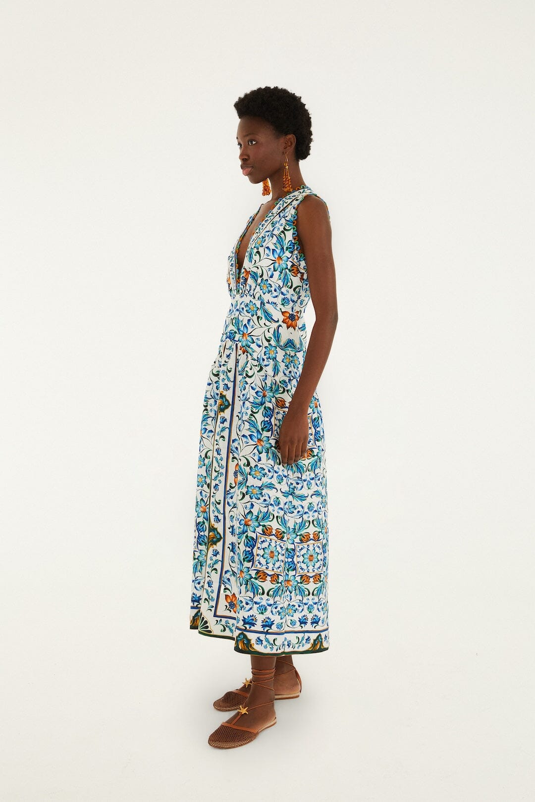 Isabelle Scallop Linen Maxi Dress