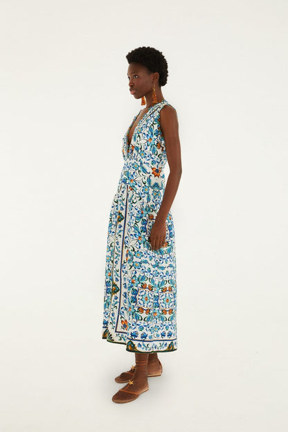 Isabelle Scallop Linen Maxi Dress