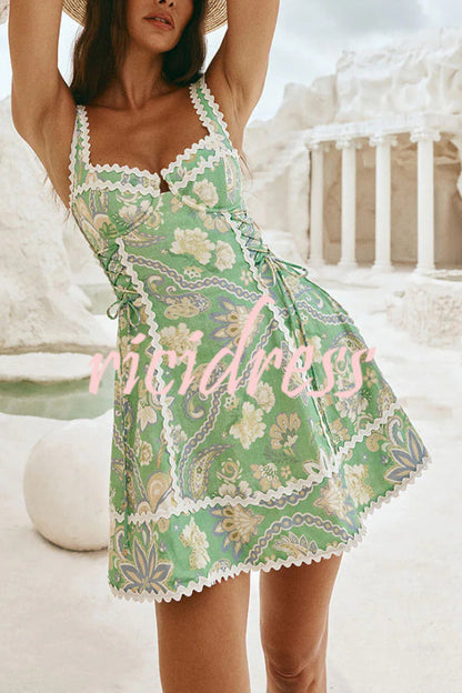 Margot Printed Mini Dress with Serrated Trim