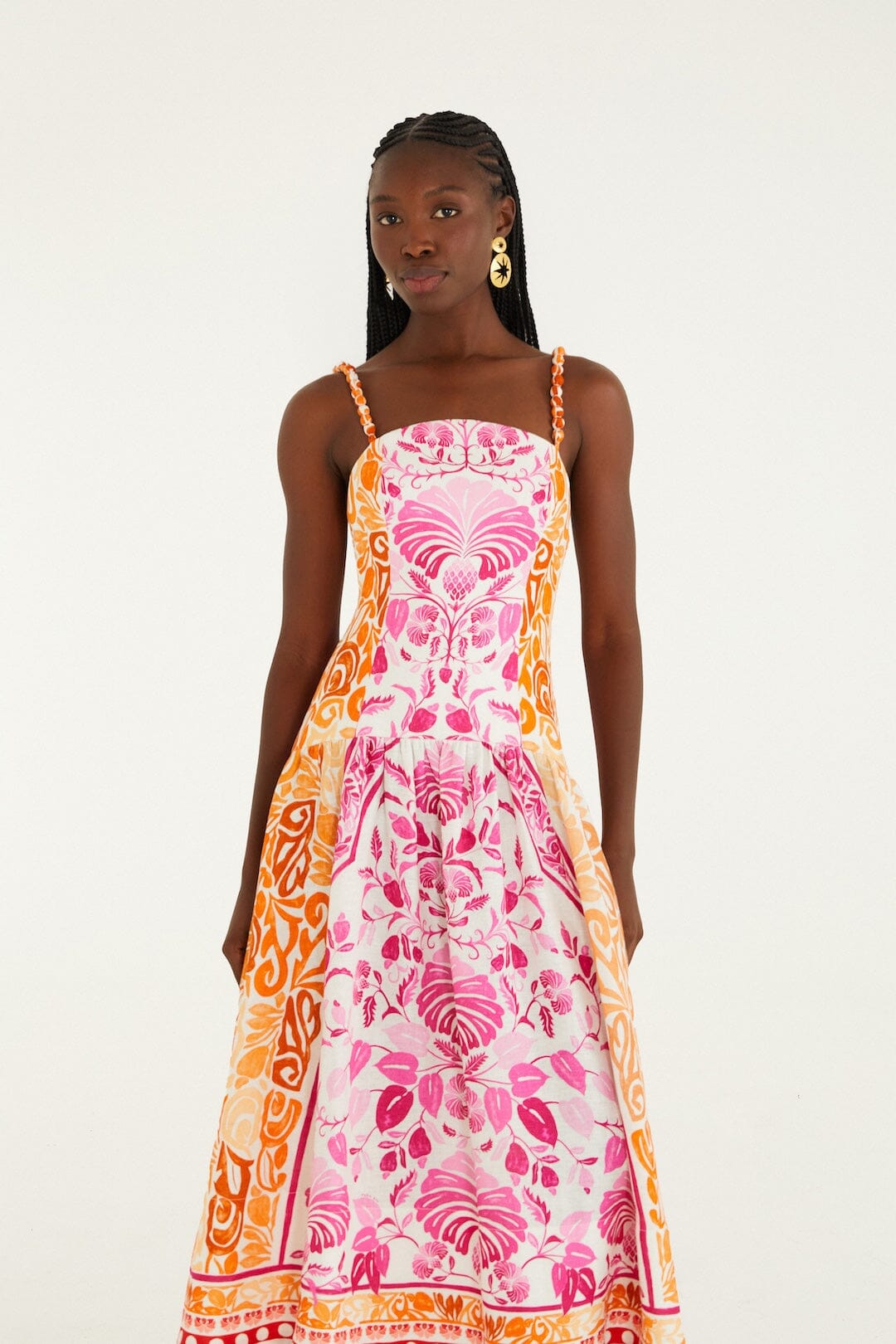 Isabelle Scallop Linen Maxi Dress