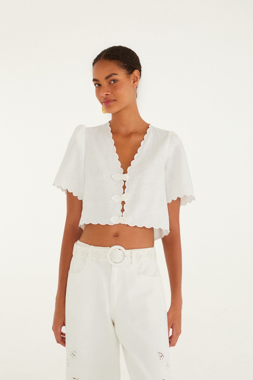 Isabelle Scallop Linen Maxi Dress