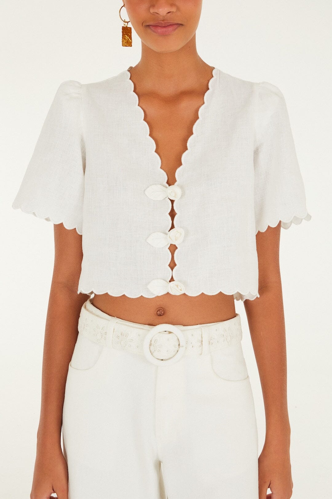 Isabelle Scallop Linen Maxi Dress