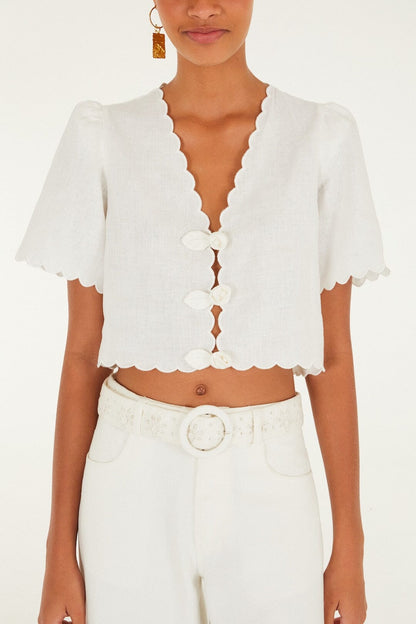 Isabelle Scallop Linen Maxi Dress