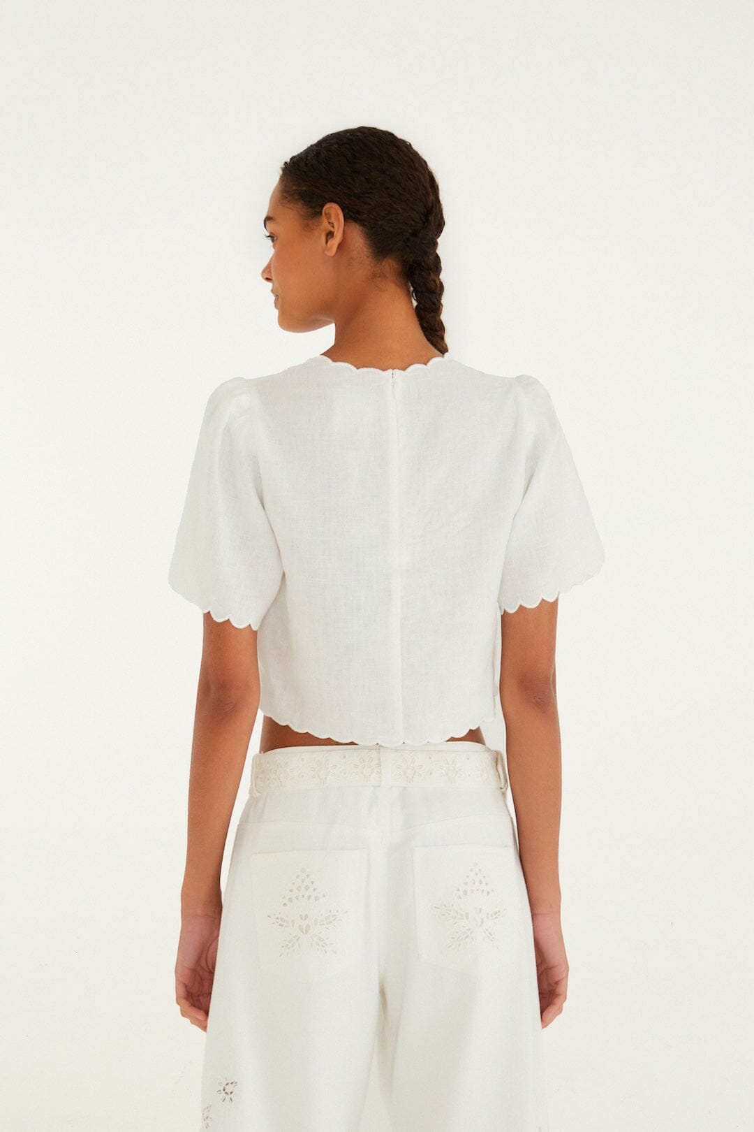 Isabelle Scallop Linen Maxi Dress