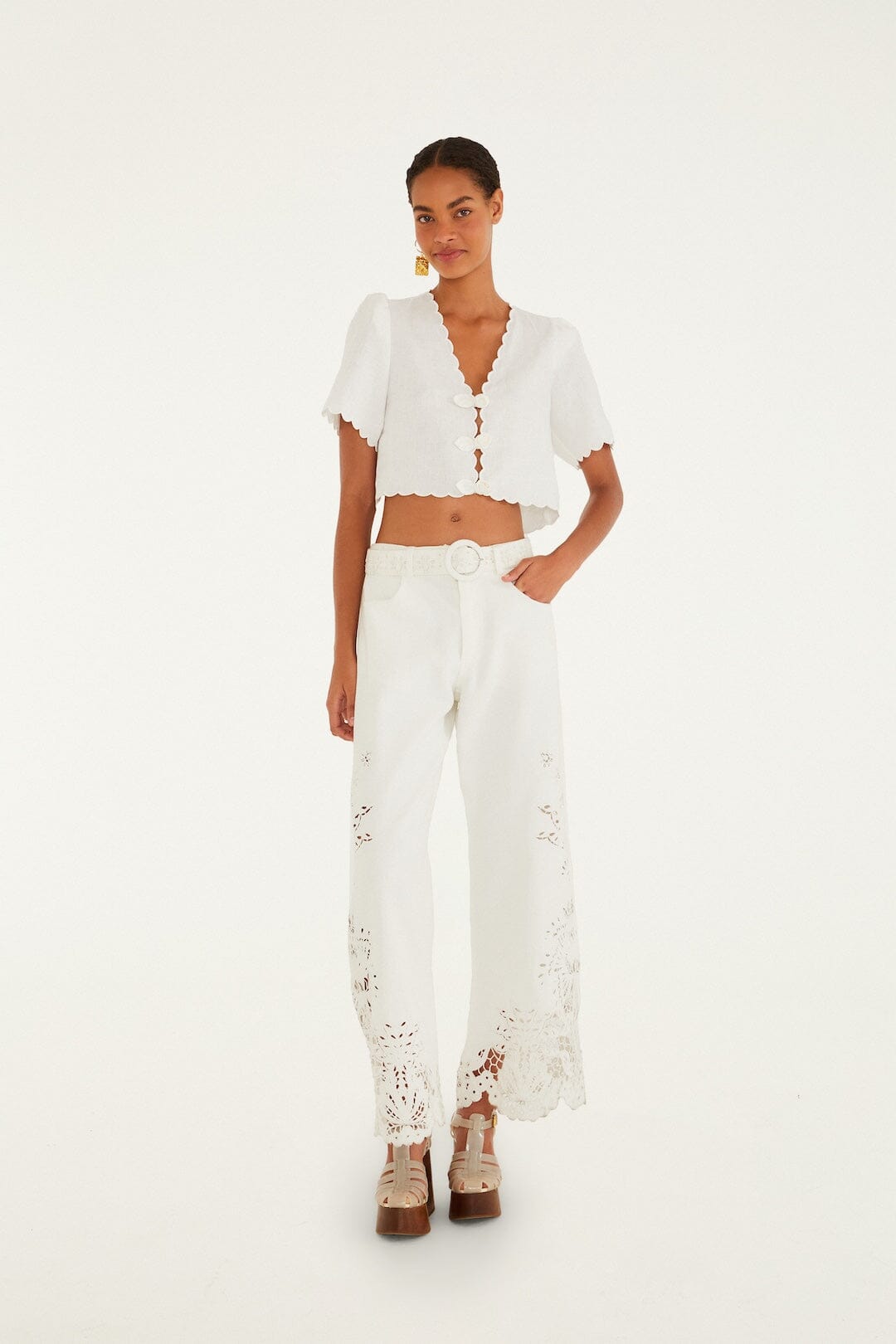 Isabelle Scallop Linen Maxi Dress