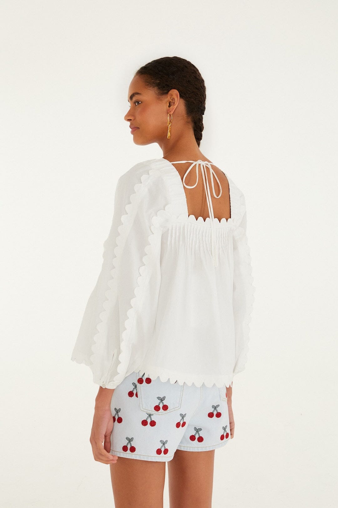 Isabelle Scallop Linen Maxi Dress