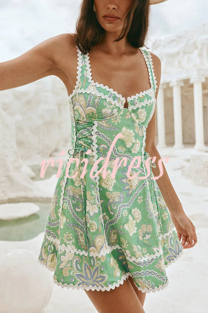 Margot Printed Mini Dress with Serrated Trim