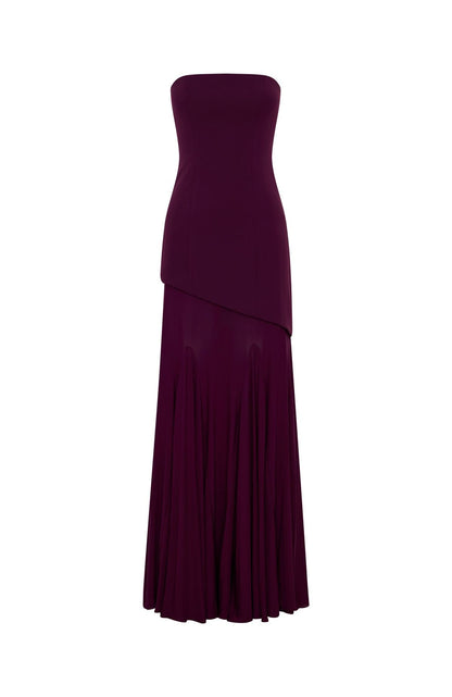 Valentina Strapless Maxi Dress in Burgundy