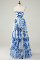 Ophelia Floral Tiered Strapless Gown
