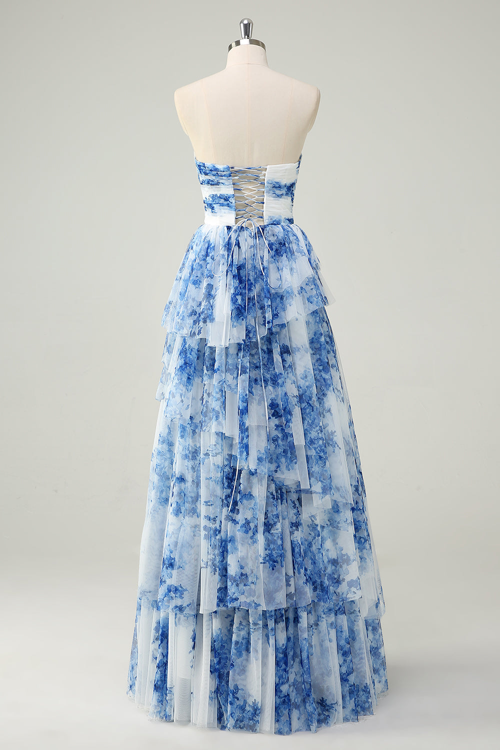 Ophelia Floral Tiered Strapless Gown