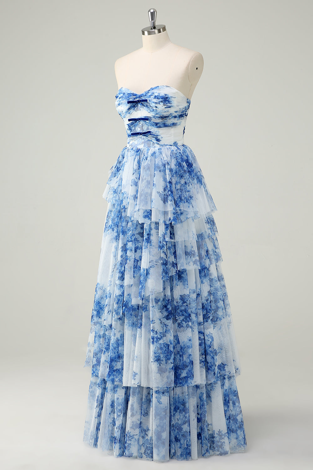 Ophelia Floral Tiered Strapless Gown
