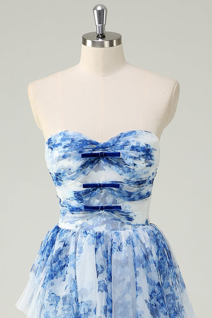 Ophelia Floral Tiered Strapless Gown