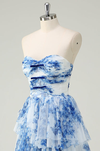 Ophelia Floral Tiered Strapless Gown