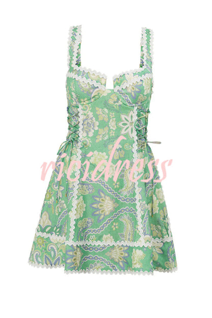 Margot Printed Mini Dress with Serrated Trim
