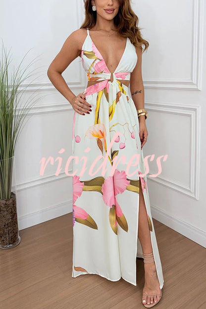Seinah Floral Lace-Up Maxi Dress
