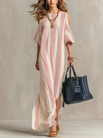 Isadora Striped Cold Shoulder Maxi Dress