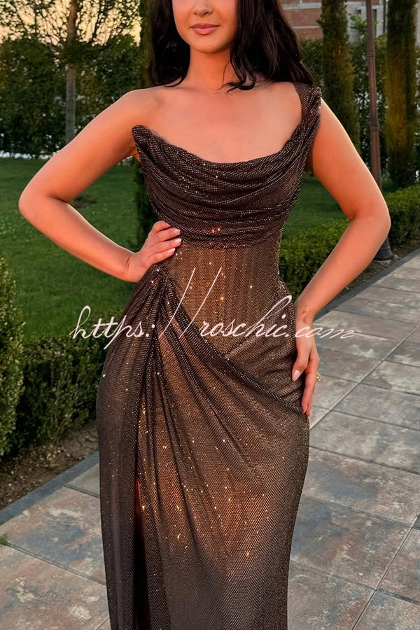 Vivienne Glitter One-Shoulder Maxi Dress
