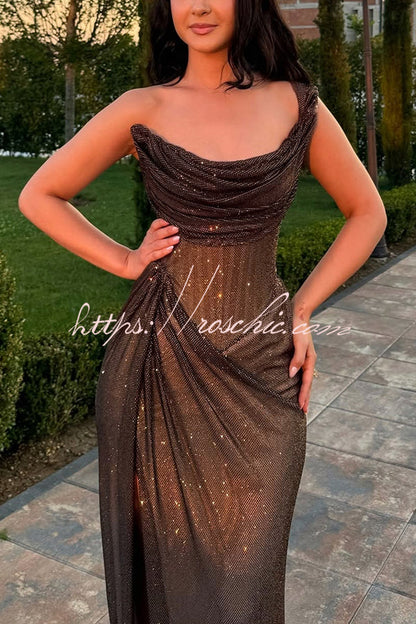 Vivienne Glitter One-Shoulder Maxi Dress