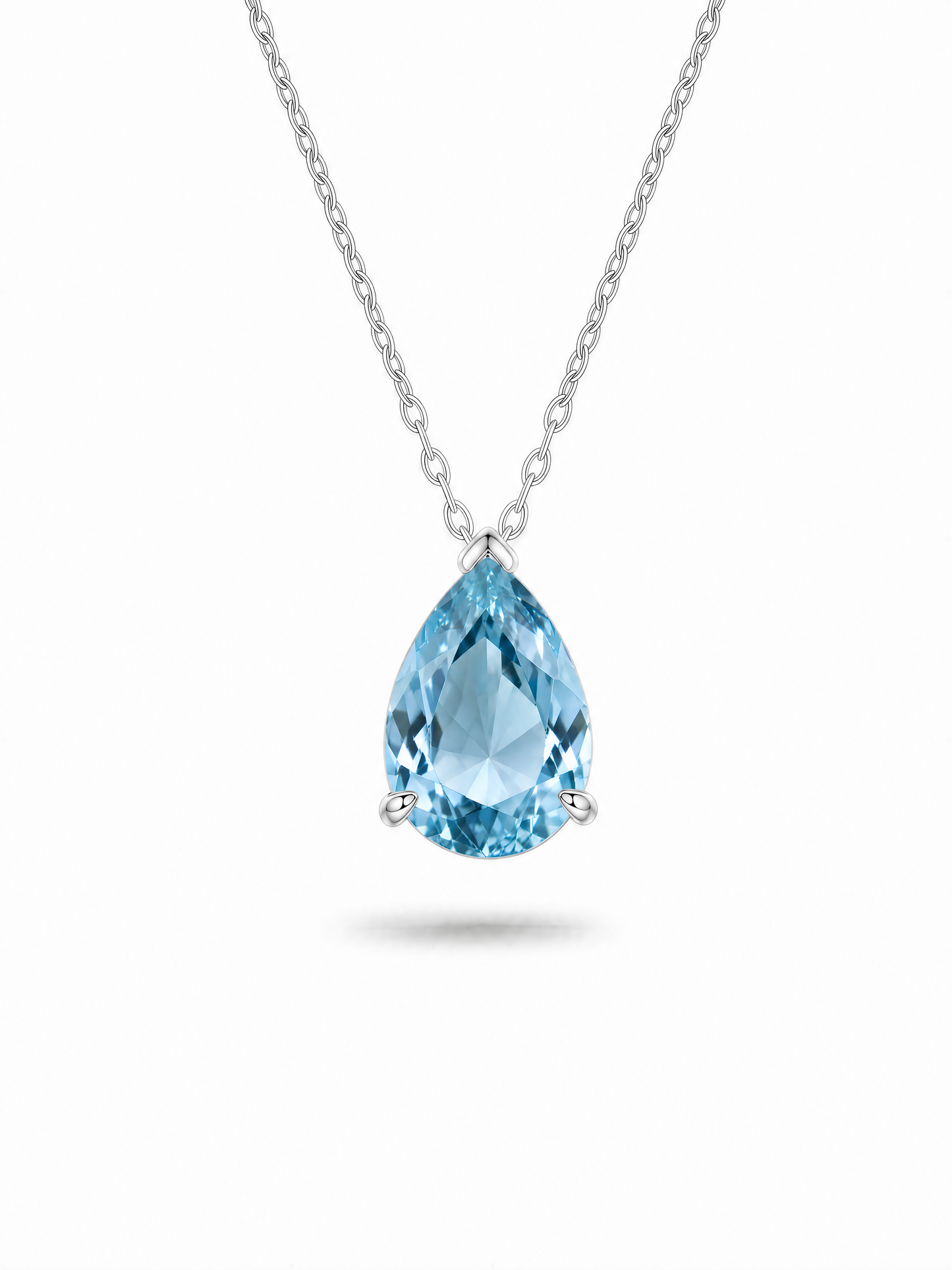 Ice Blue D Teardrop Necklace