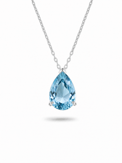 Ice Blue D Teardrop Necklace