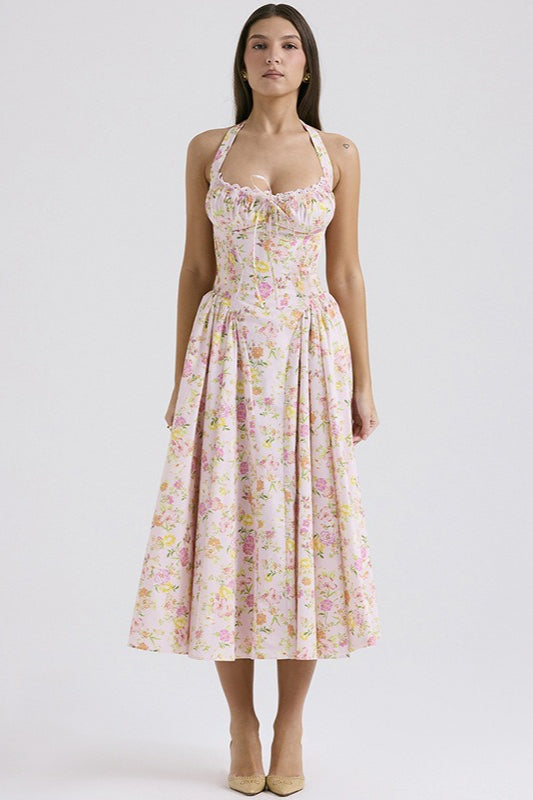 Margot Floral Halter Bodycon Maxi Dress