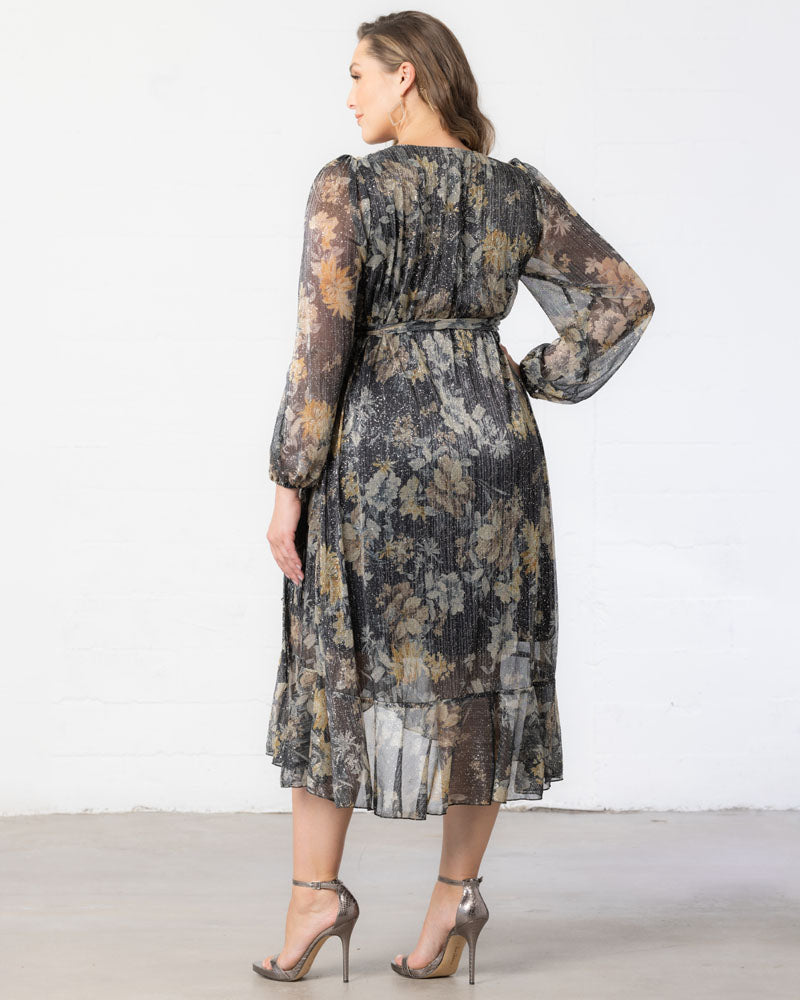 Celestine Metallic High-Low Cocktail Dress