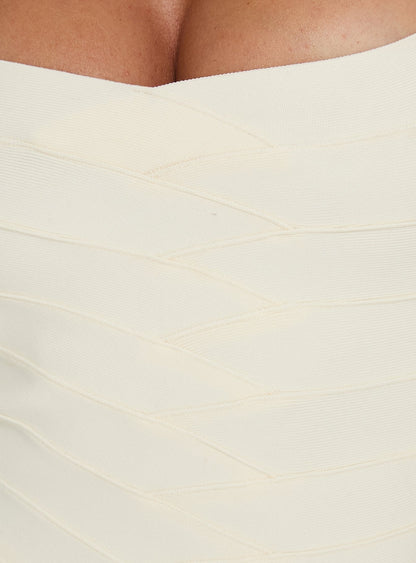 Izabette Halter Bandage Mini Dress in Cream