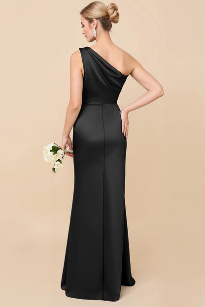 Adelaide Satin One-Shoulder Dress
