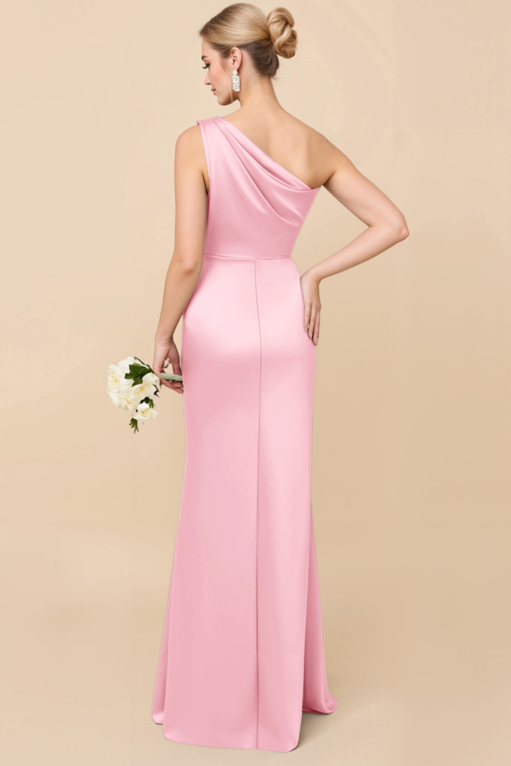 Adelaide Satin One-Shoulder Dress