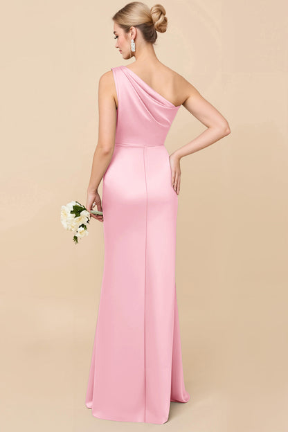 Adelaide Satin One-Shoulder Dress