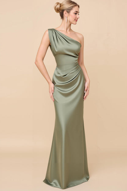 Adelaide Satin One-Shoulder Dress