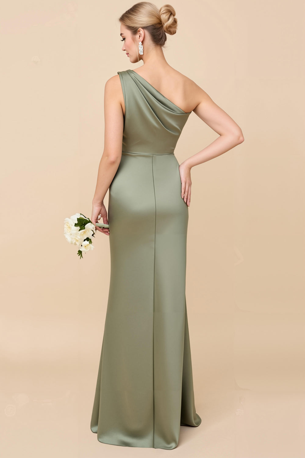 Adelaide Satin One-Shoulder Dress