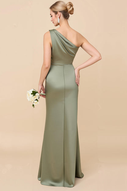 Adelaide Satin One-Shoulder Dress