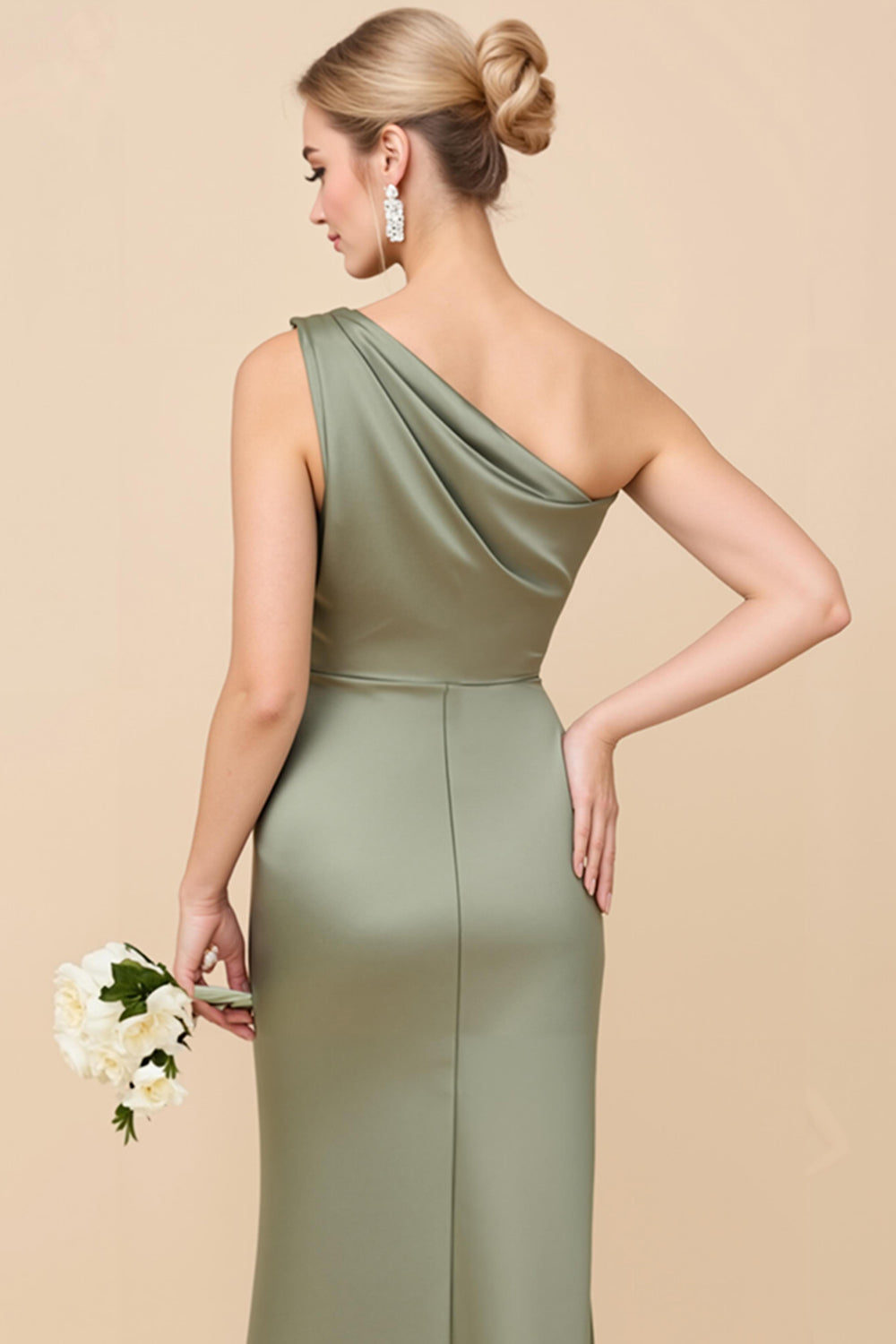 Adelaide Satin One-Shoulder Dress