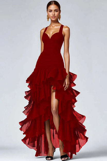 Valentina Ruffled Organza High-Low Dress