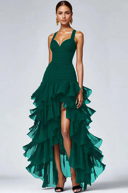 Valentina Ruffled Organza High-Low Dress