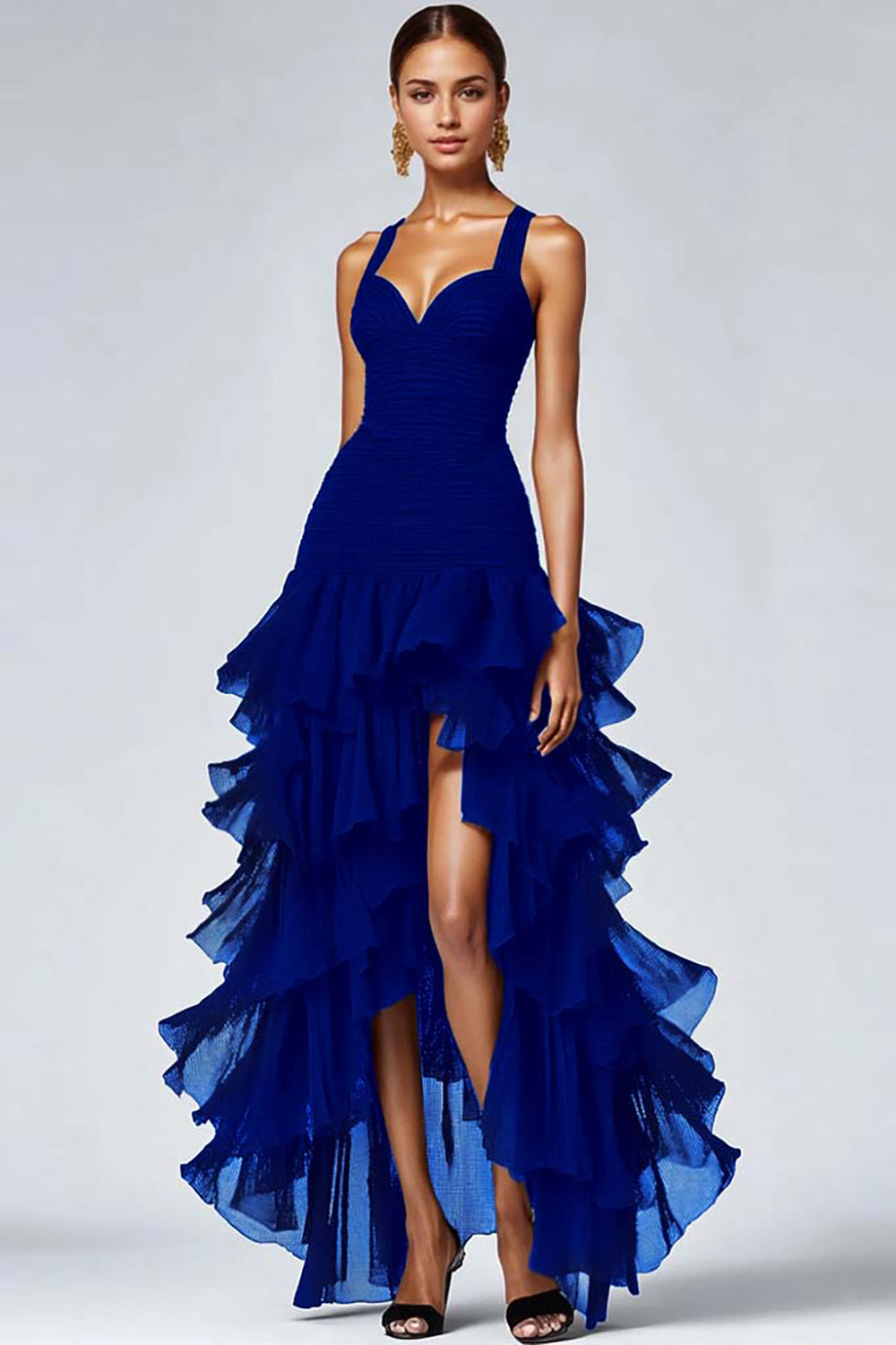 Valentina Ruffled Organza High-Low Dress