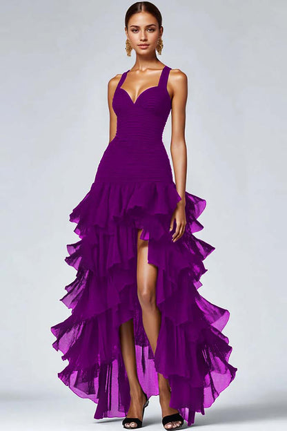 Valentina Ruffled Organza High-Low Dress