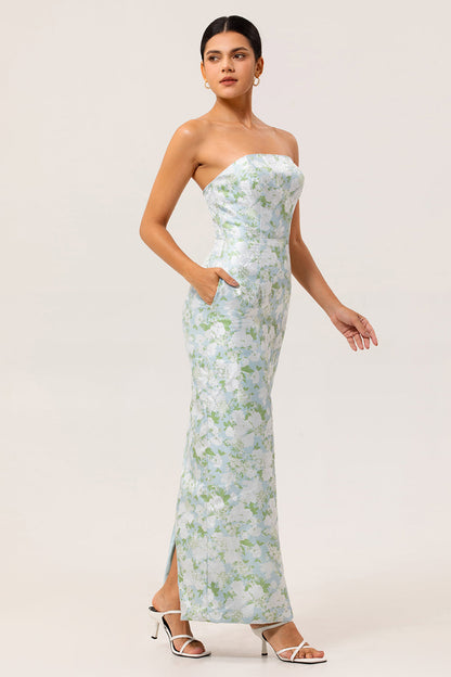 Ophelia Floral Strapless Sheath Dress