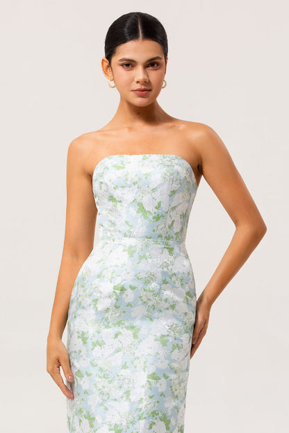 Ophelia Floral Strapless Sheath Dress