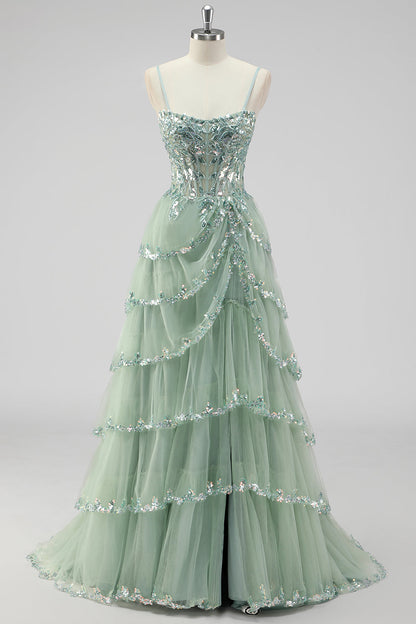 Violetta Sequin Tiered Gown