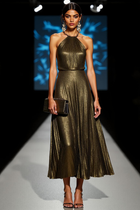 Olive Metallic Halter Maxi Dress