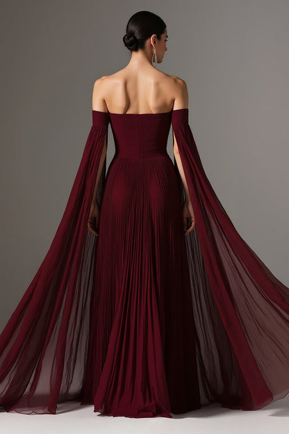Margot Chiffon Off-Shoulder Gown with Cape